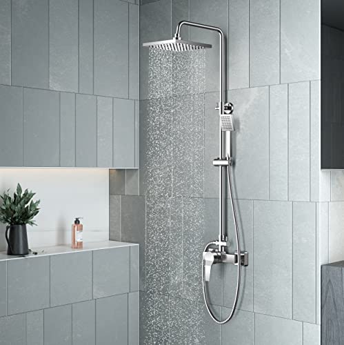 KOMIRO Colonne de Douche avec Mitigeur monocommande,Ensemble de Douche Réglable en Hauteur, Douchette et Pommeau de Douche,Pour Salle de Bain