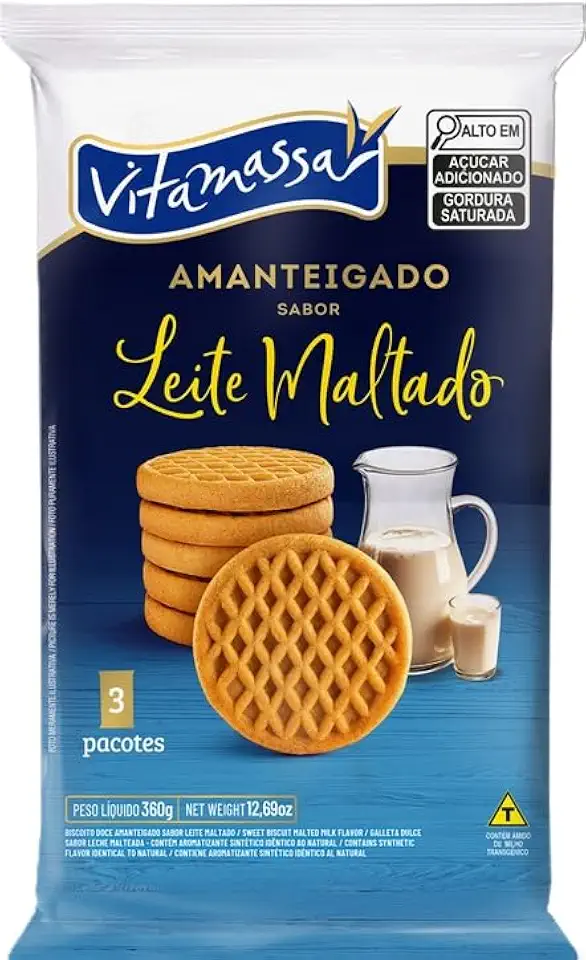 Biscoito Amanteigado Vitamassa Leite Maltado 360g