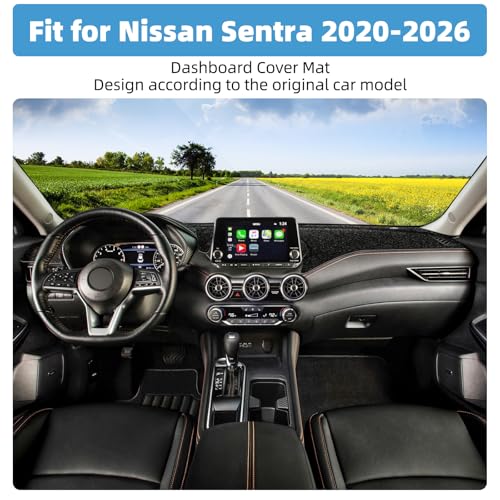 Image of Dash Cover Mat Compatible with Nissan Sentra 2020-2026 Non-Slip Dashboard Cover Mat Sunshade UV Rays Protector Interior Accessories