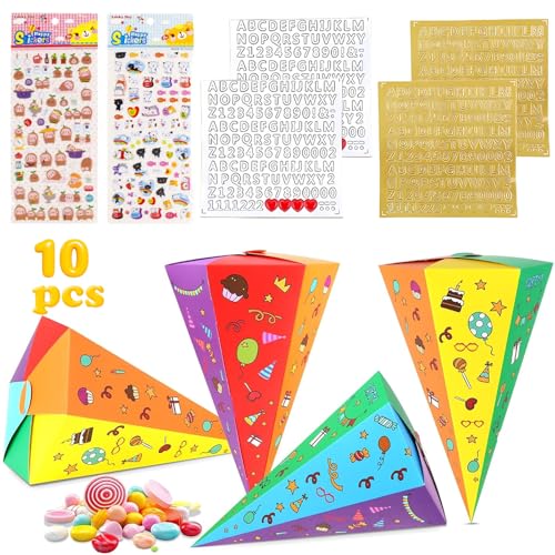 tyokas 10 stuks snoepzakjes voor broers en zussen, doe-het-zelf schoolzakjes, klein met stickers, versierd, opvouwbare snoepzak voor jongens en meisjes, kleine schoolzak, geschikt voor kinderen,