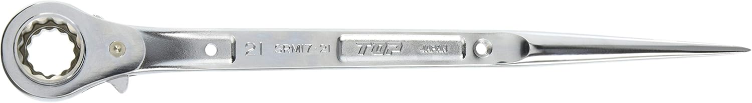 Top Industries SRM-17x21 Stainless Steel Ratchet Wrench, 0.7 x 0.8 inches (17 x 21 mm), Straight Shino, Forged Item, Tobi Tool, Tsubamesanjo, Made in Japan