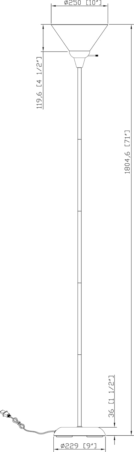 Litex Industries: Torchiere Floor Lamp in Grey Metallic with White Shade