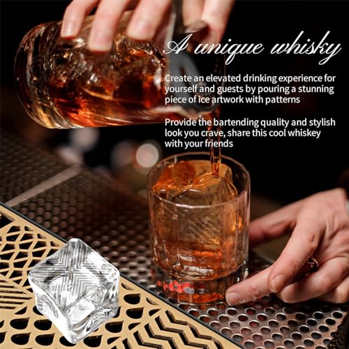 Clear Ice Stamp Tray, Cocktails Custom Ice Cube Stamp, Craft Modern Ice Molds for Whiskey in 5 Seconds, Bartender Accessories for Clear Ice Cocktails, Whiskey, Bourbon