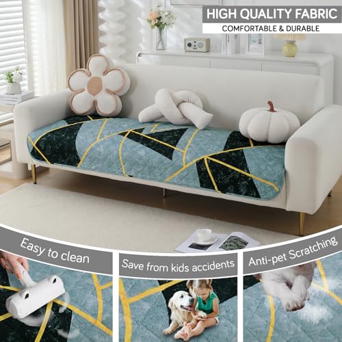 Image of HOKIPO 'Elira Series' Water Repellent + Waterproof Quilted Sofa Mats | Make Your Own Sofa Cover Set | Length 70cm - Multicolor Abstract Geometry (AR-5242-C10)