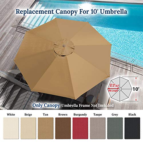 Umbrella Cover Canopy 10ft 8 Rib Patio Replacement Top Outdoor-tan