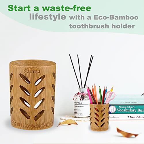 Bamboo Toothbrush Holder - Nestre Toothbrush And Toothpaste Holder,Wood Toothbrush Holder For Bathrooms, Bamboo Bathroom Toothbrush Cups Accessories,Storage Organizer Makeup Brush Holders Easy Store. #TOP3