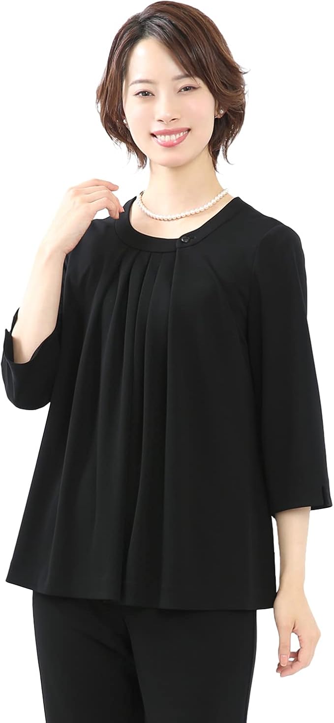 64 割引 日本製 礼服 スーツ Di レディース ブラックフォーマル 喪服 単品 ブラウス Nina S 大きいサイズ 洗える ロング丈 ニナーズ Pi3 Co Il