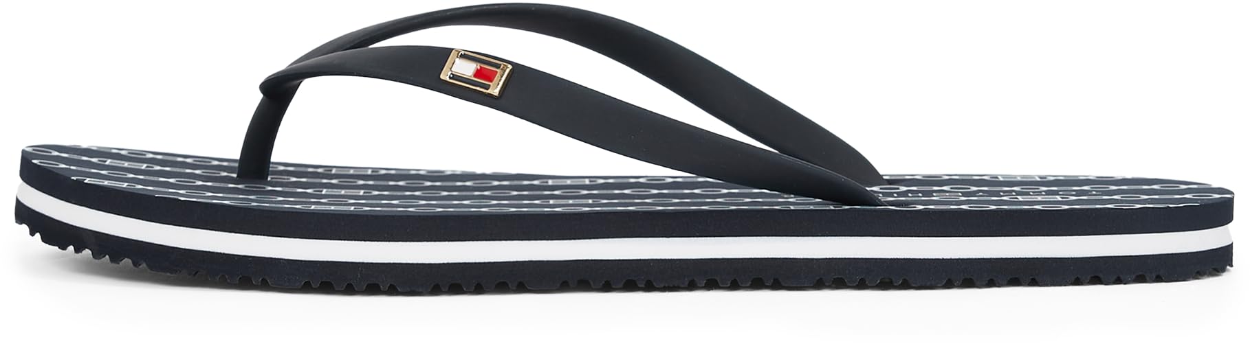 Tommy Hilfiger Women’s Flip Flops with Logo, Blue (Space Blue), 3.5