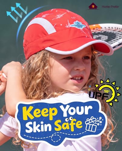 Image of Home Prefer Kids Lightweight Quick Drying Sun Hat Airy Mesh UV Protection Caps Boys Girls UPF50 Baseball Caps Run Beach Water