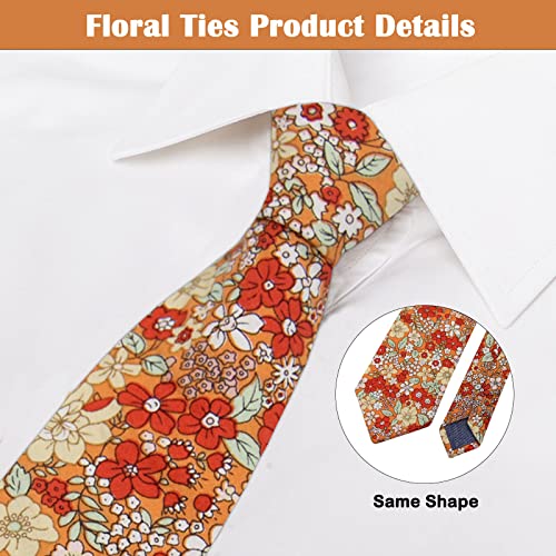 Image of Mantieqingway Men Skinny Tie Cotton Floral Necktie for Wedding Groomsmen Tie