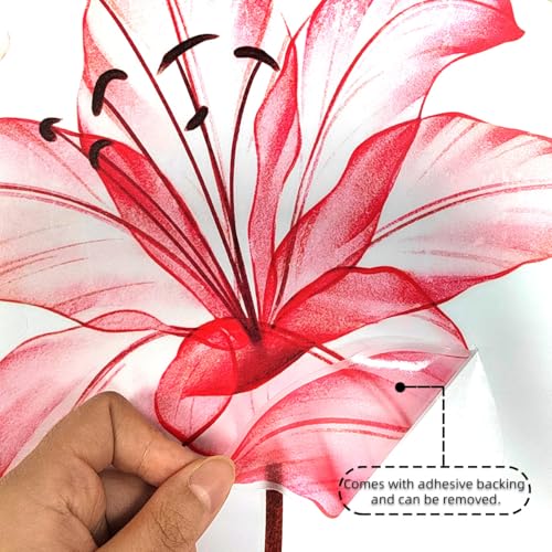 Vinilo Decorativo Flor Lily Grande Rosa con Mariposa miniatura 4