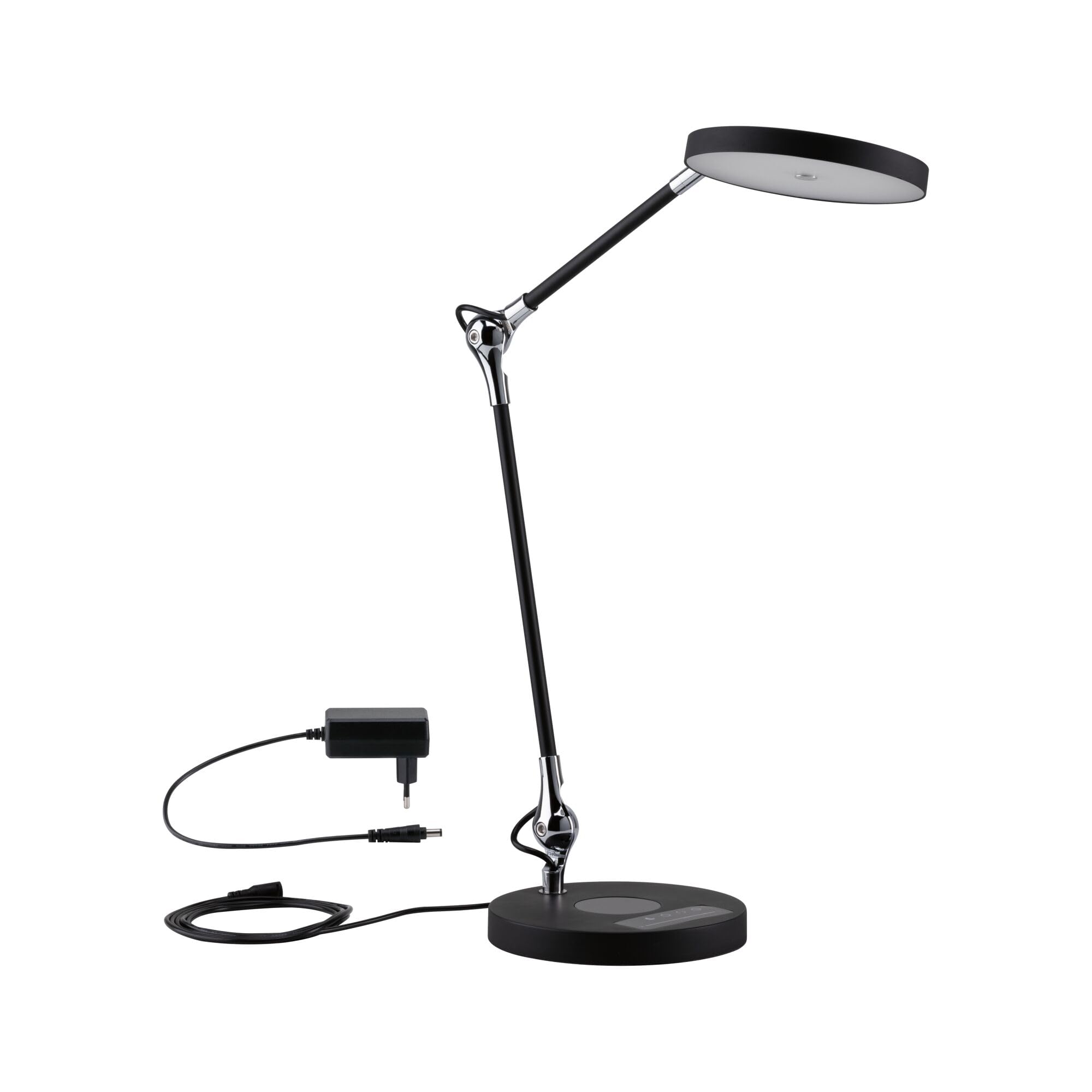 Paulmann 78910 Lampada da scrivania LED Numis TunableWhite Qi funzione di carica incl. 1 lampada per ufficio da 11 Watt dimmerabile nero luce di lavoro, bianco caldo a bianco naturale 2.700-6.500 K