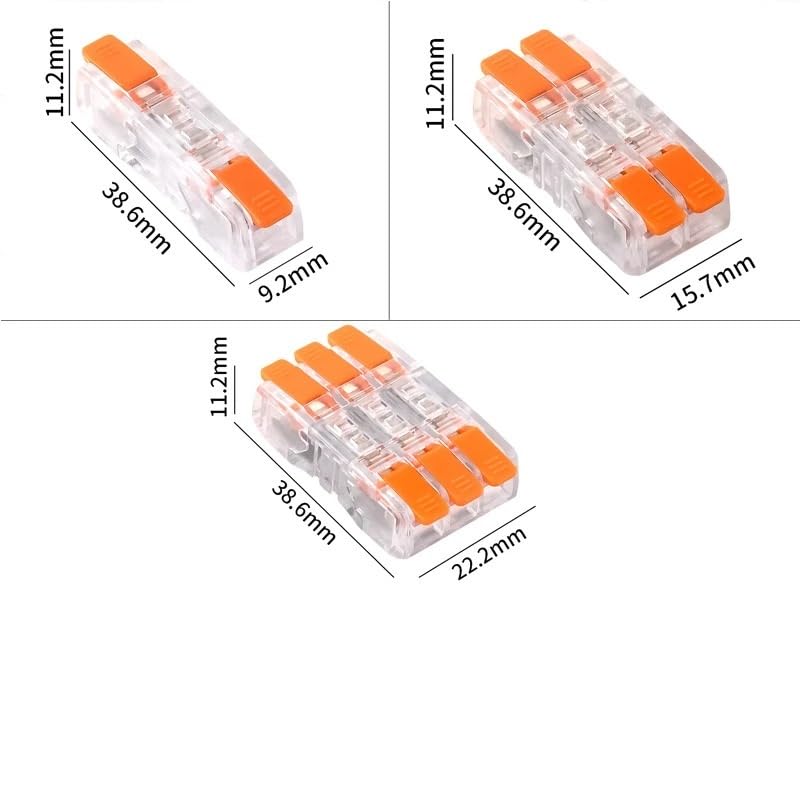Lever Wire Connectors 60pcs Quick Lever Splicing Transparently Connectors 2.5mm 1 in and Out Universal Fast Wiring Compact Lighting