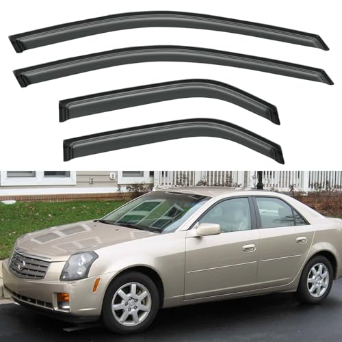Image of Window Visors Rain Guards Shield for 2003-2007 Cadillac CTS, Out-Channel Window Vent Wind Deflectors Visors Shades for 03-07 Cadillac CTS