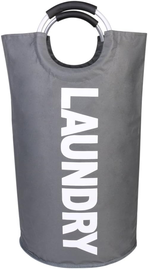 UltraGood Foldable Laundry Bag, Oxford Cloth Aluminum Handle Large storage & PE Board On Bottom, Fabric Laundry Basket Large Laundry Hamper (Dark Grey)