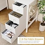 White Computer Desk with Drawers on Both Sides for Home Office, 55 inch Girls Teens Desks with Storage Writing Study Table for Bedroom, Makeup Vanity Desks Without Mirror,8 Fabric Drawer - Image 5