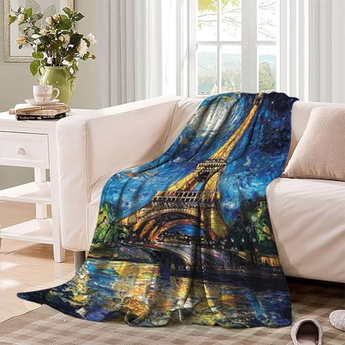 Couverture Tour Eiffel 150x200 en microfibre premium douce et moelleuse