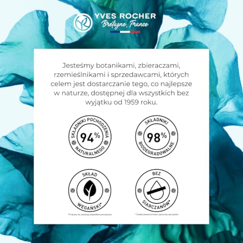 Yves Rocher Bain de Nature Algue Sauvage & Criste Marine Odświeżający żel pod prysznic i do kąpieli, dzika alga i koper morski, nawilżająca formuła wegańska, butelka z recyklingu, duża pojemność 400ml