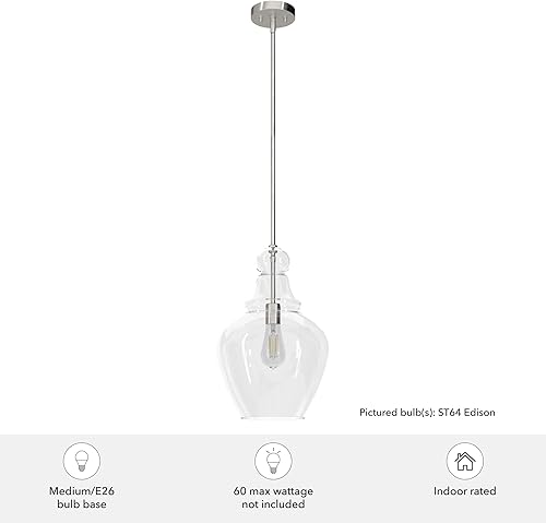 Miniatura 5 de Hunter Fan Company 19567 Maple Park - Lámpara colgante, níquel cepillado, 18 x 12 x 12 pulgadas