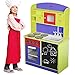 BAKAJI Cucina in Legno Giocattolo per Bambini con Anta e Cassetti Lavagna Lavello in Plastica 4 Fornelli Forno Apribile e Microonde Chiusure Magnetiche 60 x 30 x 90 cm (Multicolore)