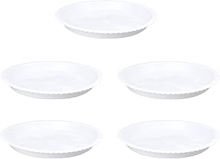 HEMOTON Vaso de Flores 5 unidades de plástico de umidade/bandeja de gotejamento pires redondos para plantas internas e externas 26 x 26 cm (branco)