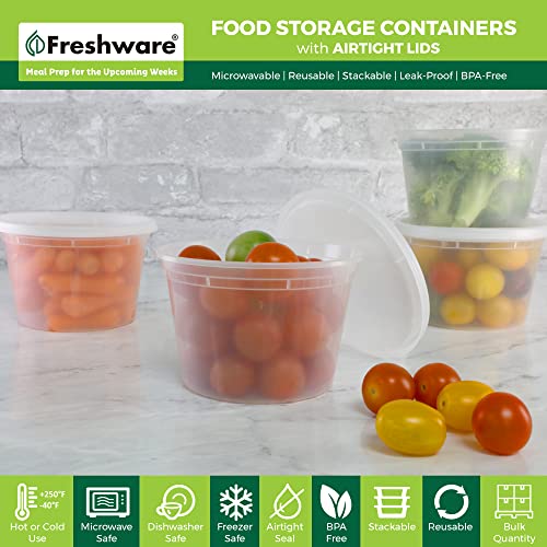 Image of Freshware [240 Pack] 16 oz Food Storage Containers with Lids, Plastic Containers, Freezer Safe | Meal Prep | Stackable | Leakproof | BPA Free, Clear