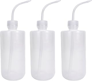 Plastic Boston Round Wash Bottle, Lab & Tattoo Squeeze/Squirt Bottle, Gardening Watering Tool with Scale Labels and Narrow Mouth (500mL / 17oz / 3 Pieces)