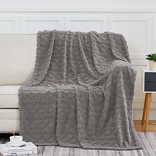 Kmuset Sherpa Fleece Throw Blanket, 50"X70", 3D-Stylish Design, Super Soft, Cozy, Lightweight, Fluffy, Flannel Blanket For Couch, Bed, Sofa, All Season Use, Grey #TOP1