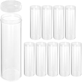 Uonlytech Münzspeicherschläuche 10 Stück Klare Münzröhren Mit Deckel Für Sammlermünzen Aufbewahrung Und Schutz Vor Oxidation Münzorganisator Transparente Münzaufbewahrungsröhre 11X3.5Cm