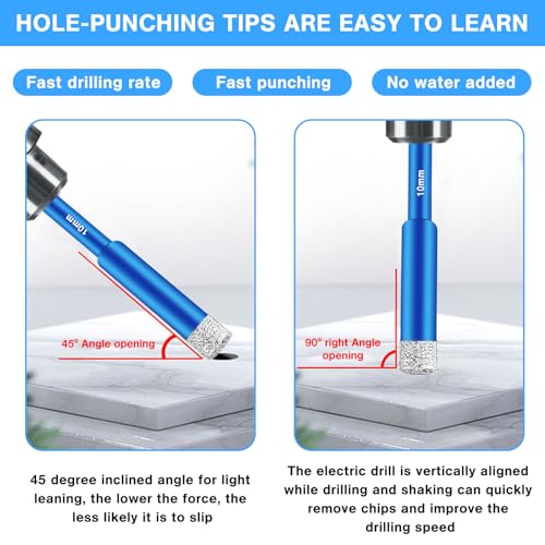 Pilikoll 7 Pcs Diamond Core Drill Bits Set Diamond Drill Bit with Hex Shank Vacuum Brazed Hole Saw diamond Hole Saw Core Drill Bit for Glass Ceramic Porcelain Marble(6/6/6/8/10/12/6mm) 4 Pilikoll 7 Pcs Diamond Core Drill Bits Set Diamond Drill Bit with Hex Shank Vacuum Brazed Hole Saw diamond Hole Saw Core Drill Bit for Glass Ceramic Porcelain Marble(6/6/6/8/10/12/6mm) - Image 4