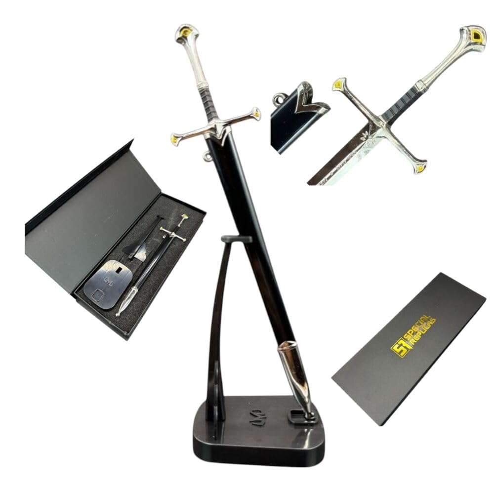 57 SPECIAL REPLICAS Letter Opener Envelope Slitter 22 cm with Stand, Sheath and Giftbox - Inspired by Arragornn LOTR - Collectible Decorative Paper Correspondence Opener, KW1121