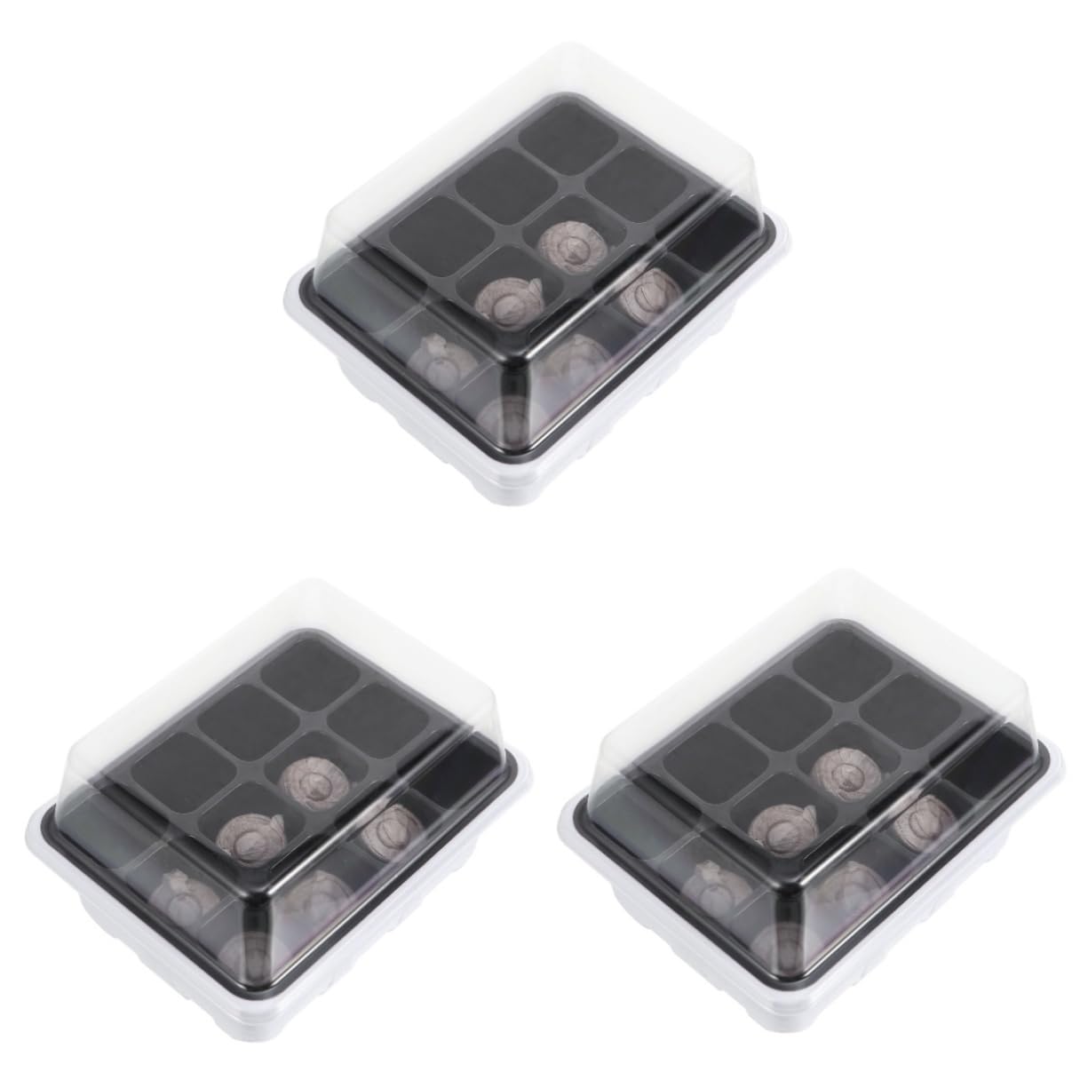 Kisangel 3 Juegos Caja De Vivero Bloque De Vivero Invernadero Drenaje Cuadrado Macetas De Germinación Cubo Alimentos De Origen Vegetal Aire Cúpula Plantas Mini El Plastico 12 Uds * 3