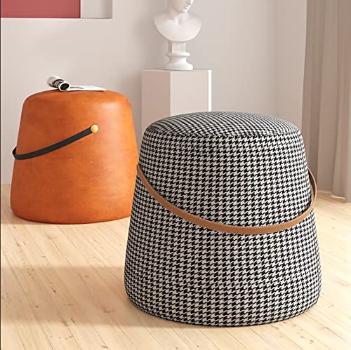 Pouf rond pied-de-poule compact pour soulager le mal de dos