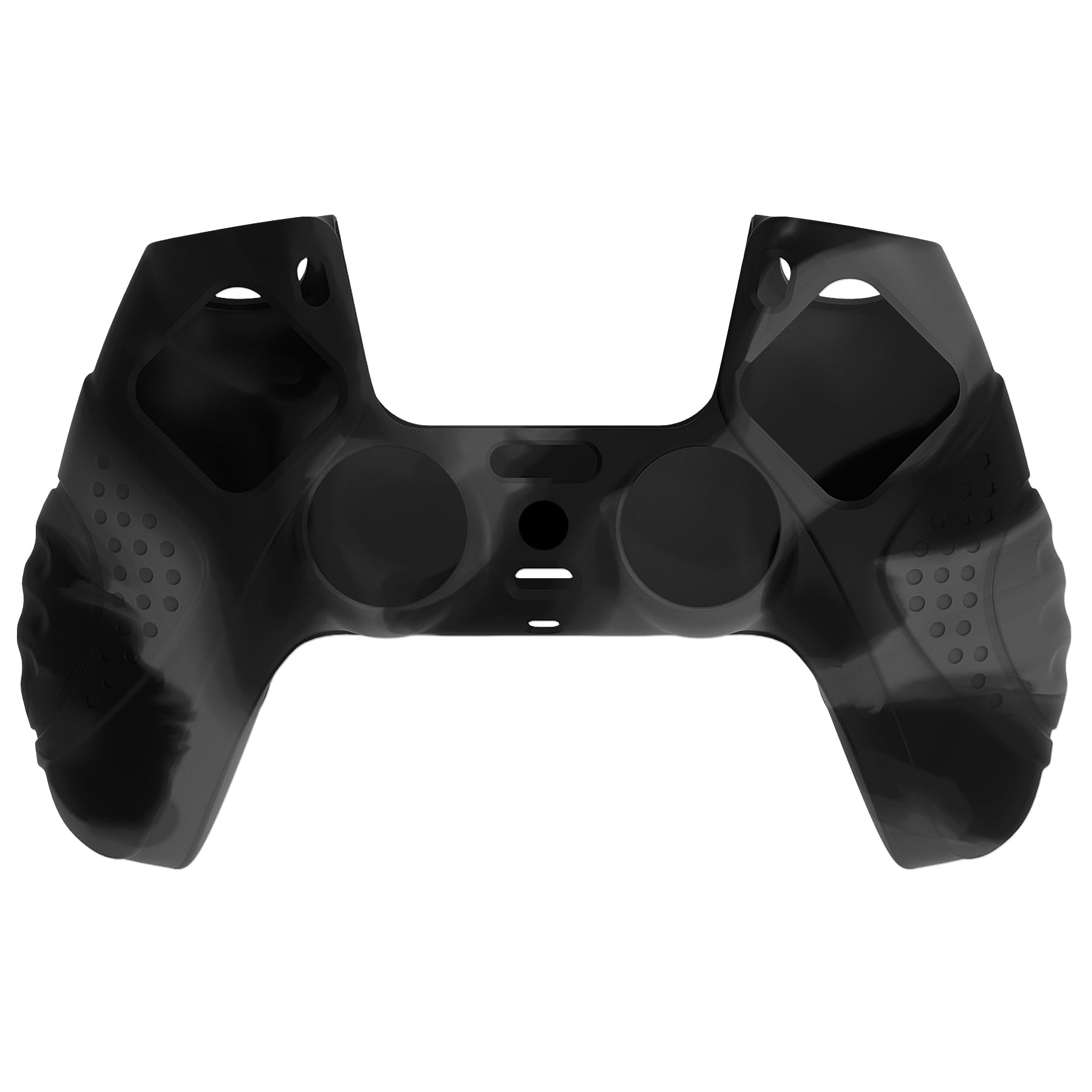 eXtremeRate PlayVital Silikonowe Etui Ochronne do ps5 Kontrolera,Ergonomiczne Obudowy do ps5,Pokrowiec Ochraniacze do ps5 z Nakładkami na Kciuki,Skórki do ps5-Ciemny Szary i Czarny(Guardian Edition)