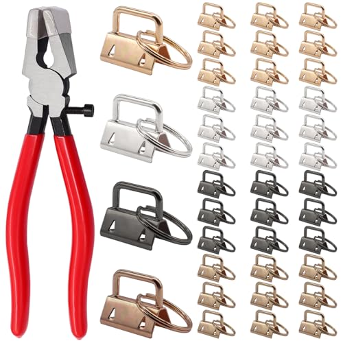 weideer 40 Sets Key Fob Hardware with Key Fob Plier