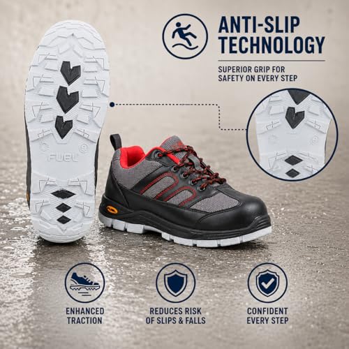 Image of FUEL Armour 4 DD ISI Marked Synthetic Fabric Breathable Safety Shoes for Men's Steel Toe Cap with Double Density Rubberized PVC Sole (140 J)