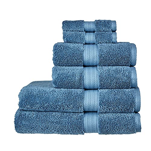Christy Renaissance 6 Piece Towel Set | Denim Blue | 100% Egyptian Cotton Pile | Luxuriously Soft and Super Absorbent | 675 GSM | 2 Bath Towels 2 Hand Towels 2 Face Cloths option