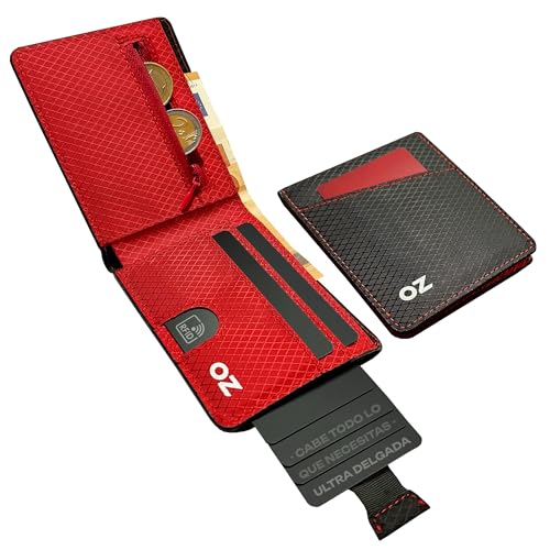 Carteras para Hombre con Monedero y Tarjetero Delgada Capacidad hasta 12 Tarjetas con Bloqueo RFID – No Hace Bulto, Billetera para Hombre Slim con Bolsillo para Billetes y Monedas y Caja de Regalo