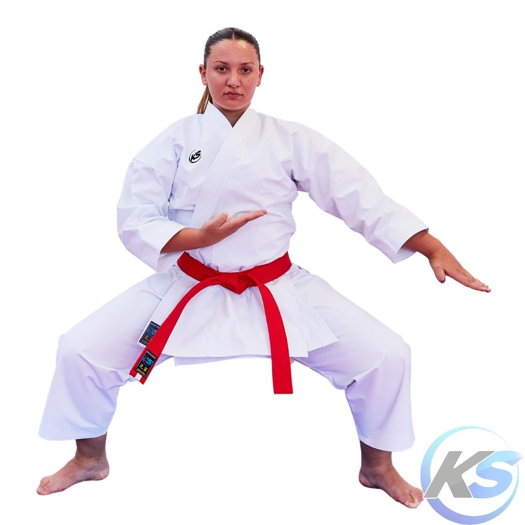 Divisa Karate Karategi Kata Pro - Kimono da Competizione 300 g/m² con Rinforzi - Ideale per Kata e Gare - Bianco Premium