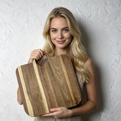 Tabla de cortar de madera para preparación de comidas, barbacoa y bandeja de presentación 4