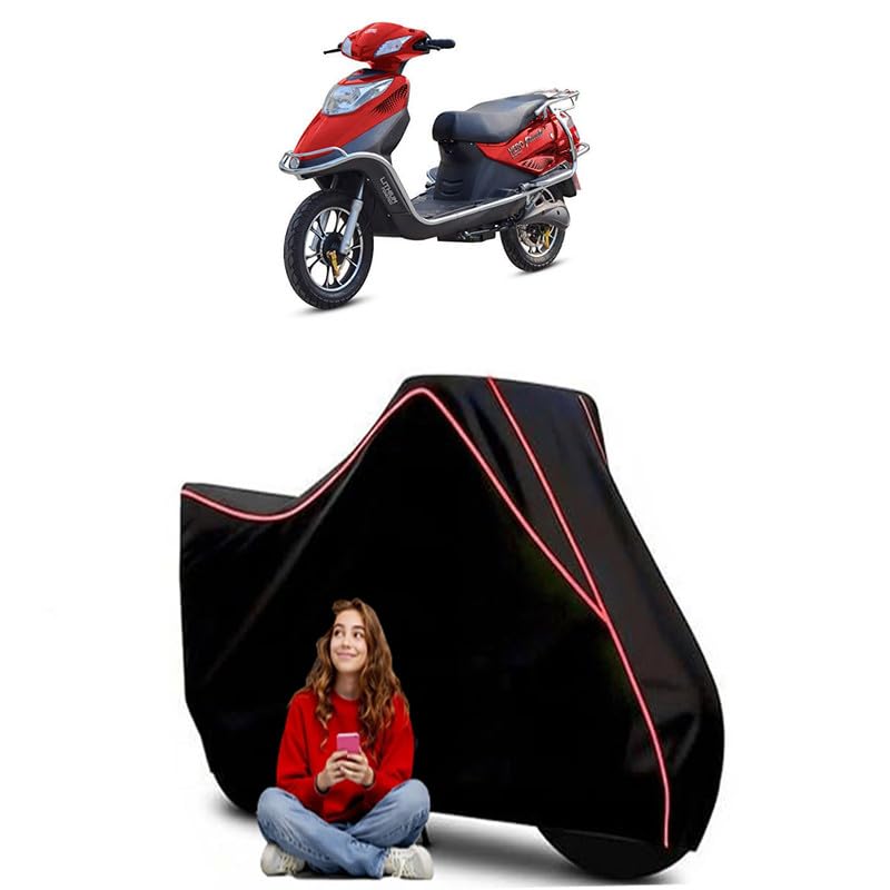 Image of Flash LX Scooty Bike Cover Water Resistant Outdoor Use Universal Fit Scooters Motorcycles Heavy Duty UV Protection Dust Rain Scratch Resistant Elastic Bottom Black Blue Piping