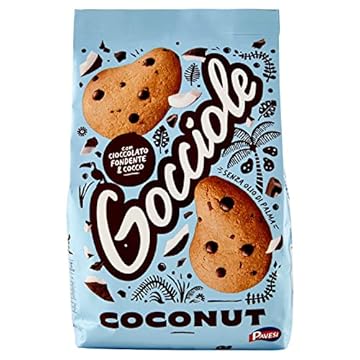 Pavesi Biscotti Frollini Gocciole Coconut, Biscotti da Colazione con Cioccolato Fondente e Cocco - 320 gr