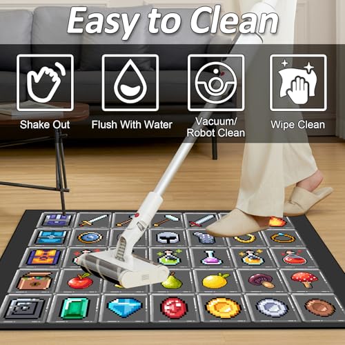 Tapete Decorativo para Juegos con Diseño Pixel Gris 152x102 cm miniatura 5