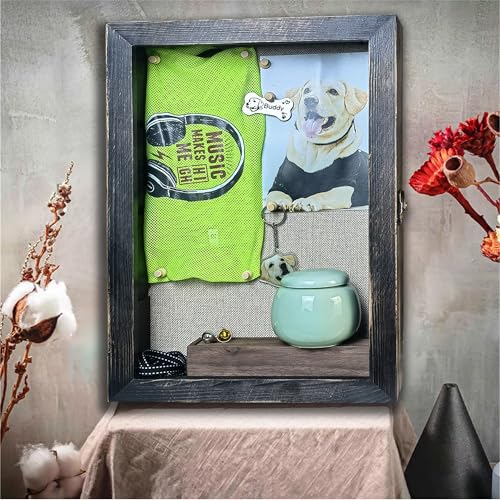 Image of Black 11x16 Large Shadow Box Frame Deep Shadow Box with Shelves Pet Memorial Shadow Box Display Case with Linen Back for Handicrafts,Picture Frames,Medals,Coins,Pins Collection and More