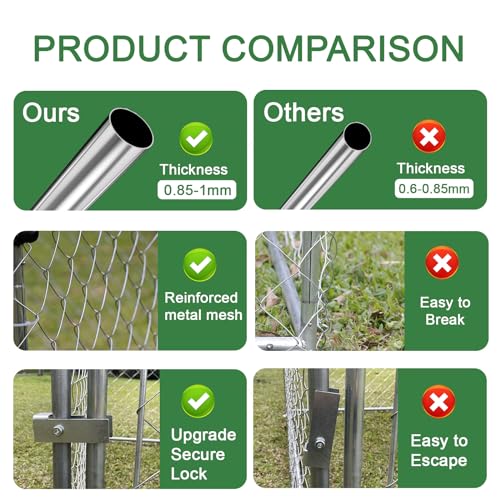 Outdoor-Dog-Kennel-with-Roof-Dog-House-Steel-Fence-with-Waterproof-UV-Resistant-Cover-Dog-Enclosures-for-Backyard-Farm-Use98-98-56FT - Cucciolini Doodles   Outdoor-Dog-Kennel-with-Roof-Dog-House-Steel-Fence-with-Waterproof-UV-Resistant-Cover-Dog-Enclosures-for-Backyard-Farm-Use98-98-56FT