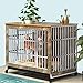 Stainless Steel Dog Cage Wooden Marble Finish - Indoor Kennel All Dog Breeds(Beige Marble,A)