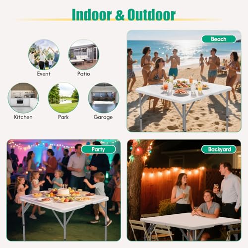 34'' Square Folding Card Table 2 Pcs,Dining Table with Handle & Safety Lock - image 8