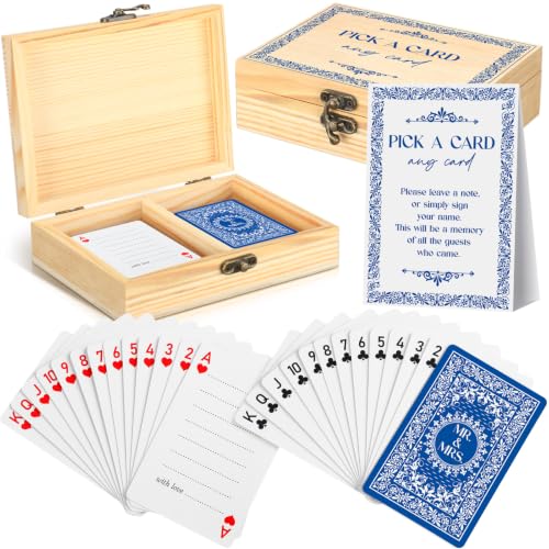 Livre d'or de mariage alternative jeu de cartes de fête vierges avec boîte en bois bleu réception