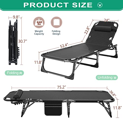 Naizea Folding Camping Cots,Adjustable 4-Gear Sleeping Cots For Adults,Folding Cot Camp Cot, Folding Chaise Lounge Chair,Portable Reclining Chair For Beach Lawn Camping Pool,Sunbathing Chairs #TOP4