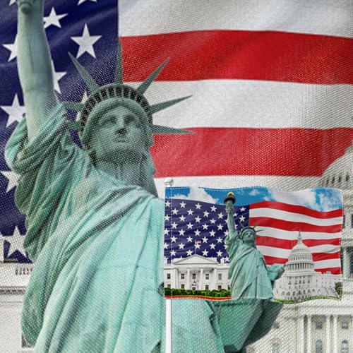 Drapeau Statue de la Liberté résistant qui ne décolore pas au soleil avec sa toile de jute
